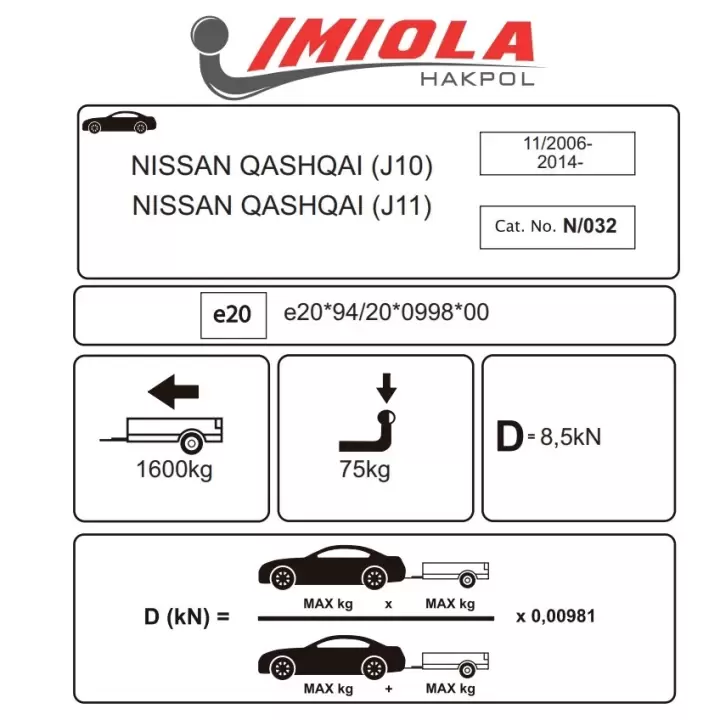 Hakpol - Nissan Qashqai (J10)(J+2) 04/2014 - 10/2018 Arası Çeki Demiri