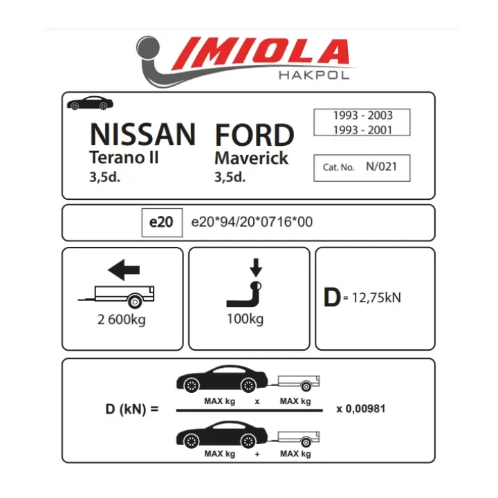 Hakpol - Ford Maverick 3,5 Kapılı 1993-2001 Çeki Demiri