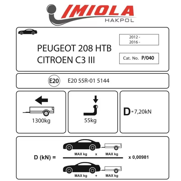 Hakpol - Peugeot 208 hatchback 04/2012 - 05/2019 Çeki Demiri