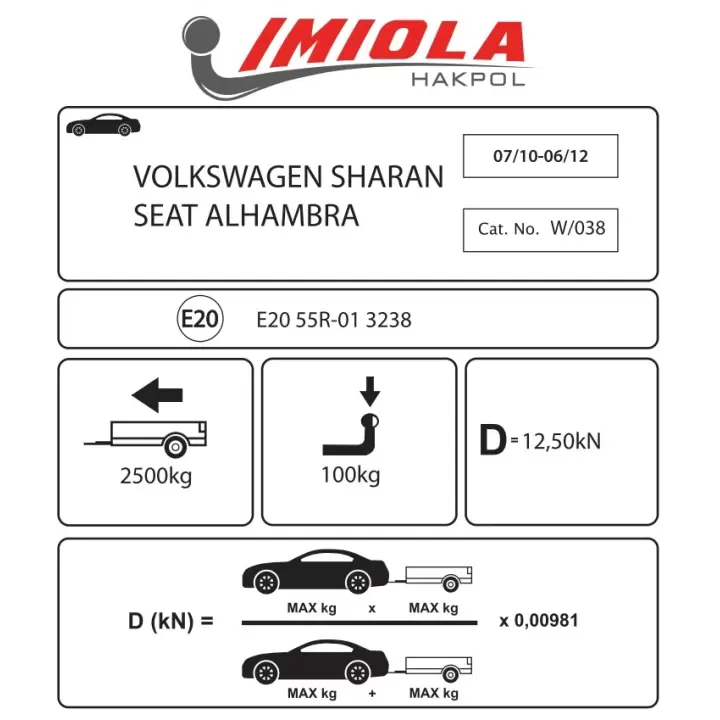 Hakpol Wolkswagen Sharan 07/2010 - 06/2012 Arası Çeki Demiri