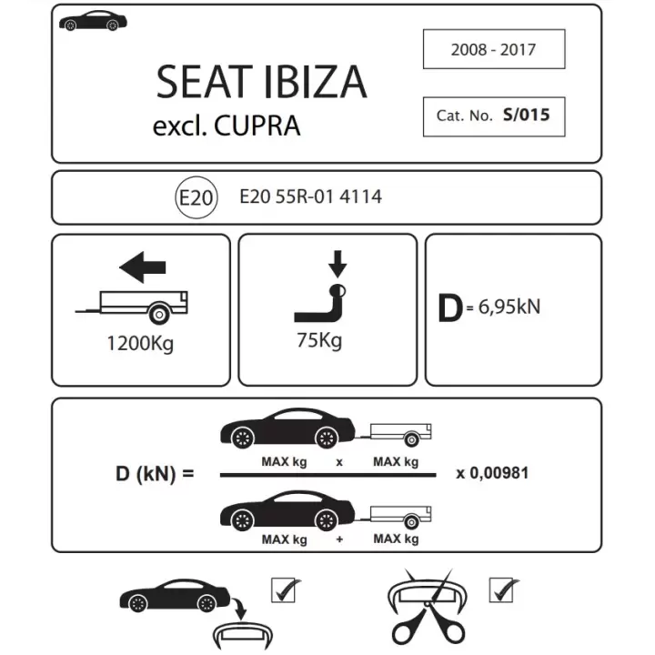 Hakpol - Seat IBIZA Stationwagon 06/2010 -, Hatchback 09/2008 - 05/2017 Çeki Demiri