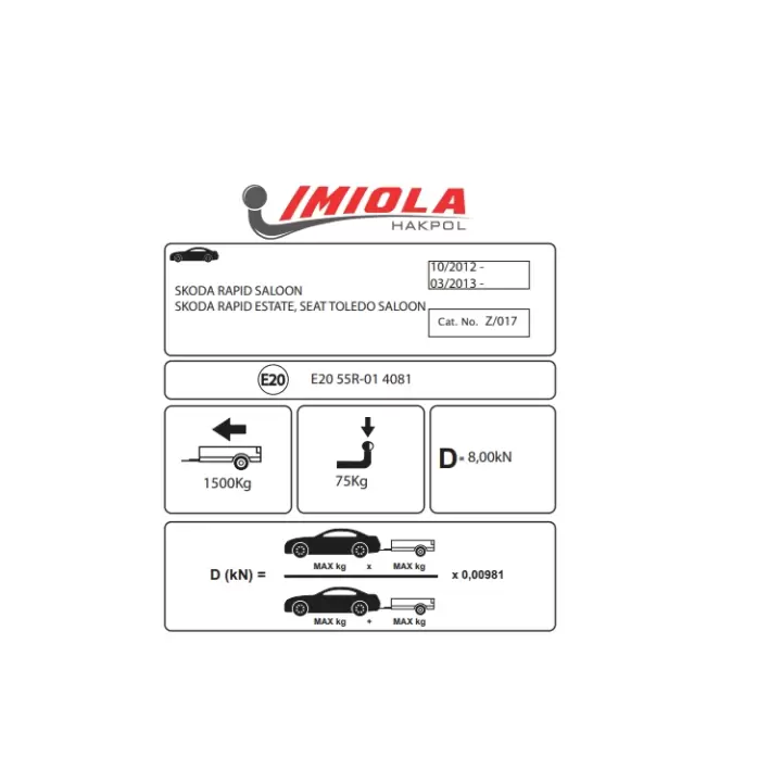 Hakpol Seat Toledo Sedan 2013 ve Sonrası Çeki Demiri