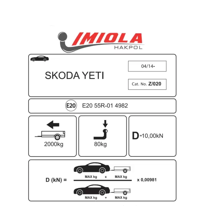 Hakpol - Skoda Yeti 04/2014 ve Sonrası Çeki Demiri