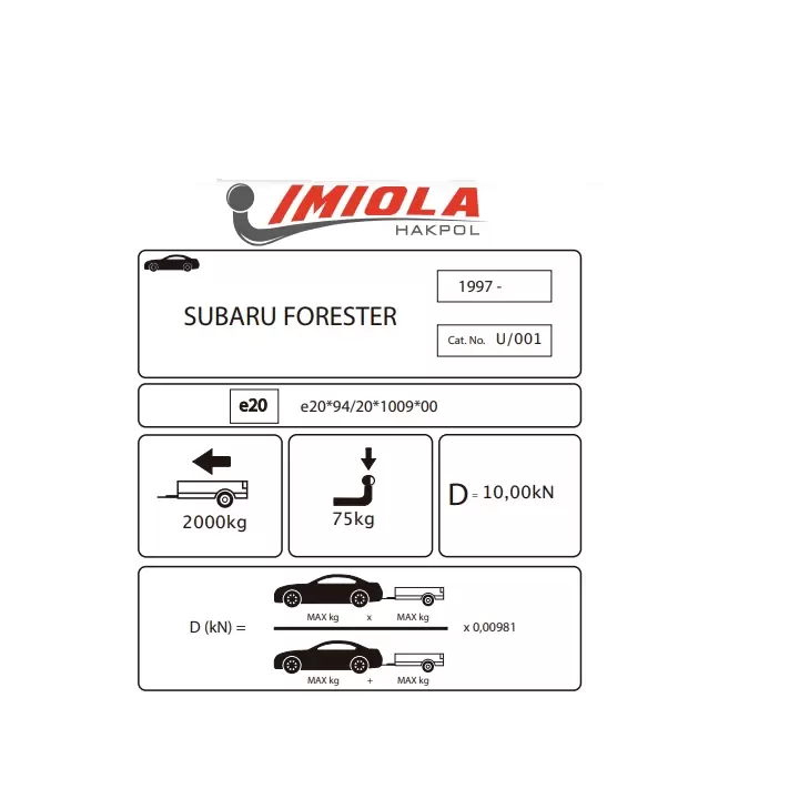 Hakpol - Subaru Forester 1998-2008 Çeki Demiri