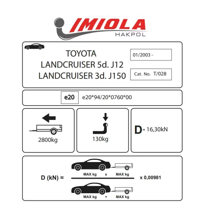 Hakpol-Toyota Landcruiser 3D J15 11/2009 Ve Sonrası Çeki Demiri