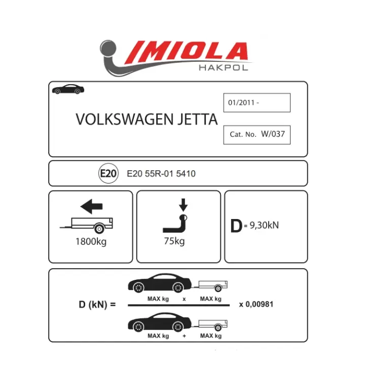 Hakpol Volkswagen Jetta (Hibrit hariç) 01/2011 Ve Sonrası - Çeki Demiri