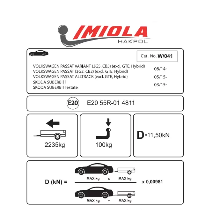 Hakpol Skoda Superb III ve Station Wagon 05/2015 Ve Sonrası - Çeki Demiri