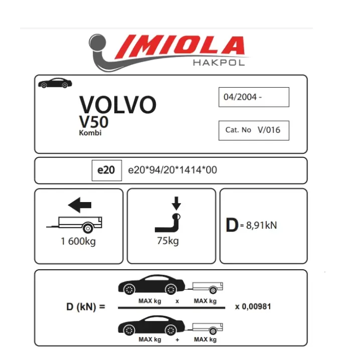 Hakpol Volvo V50 04/2004Ve Sonrası Çeki Demiri