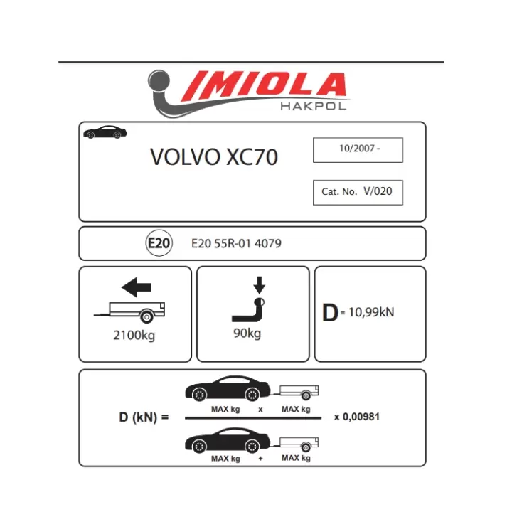 Hakpol Volvo XC 70 10/2007 Ve Sonrası Çeki Demiri