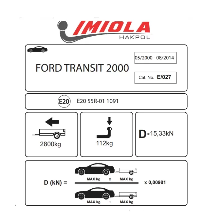 HakpolFord Transit 2000 05/2000-08/2014 Çeki Demiri