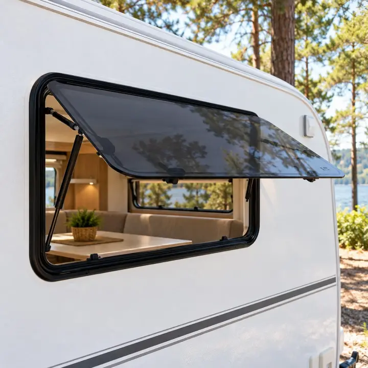 Jarup Flat Amortisörlü Karavan Penceresi 45x110 cm Bej (JR4511FG)