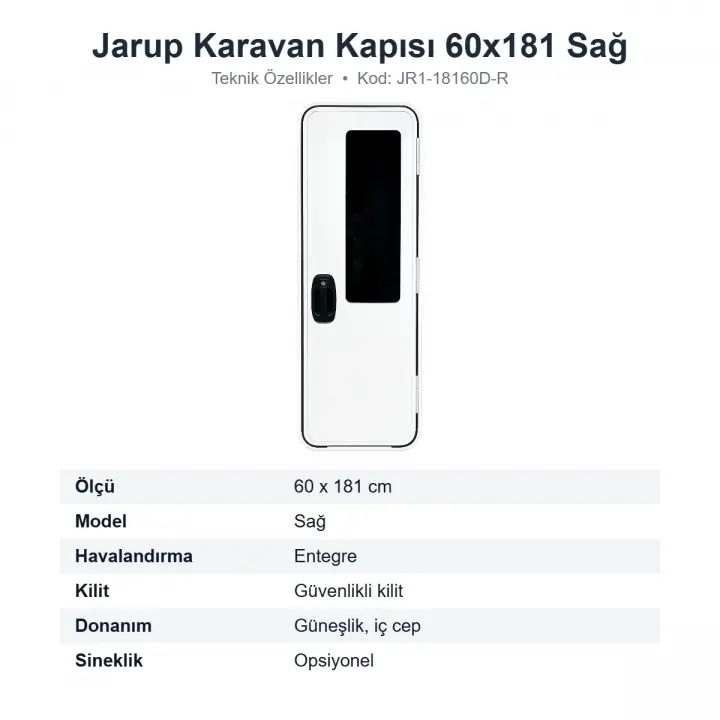 Jarup Karavan Giriş Kapısı 60x181 cm Sağ Model (JR1-18160D-R)