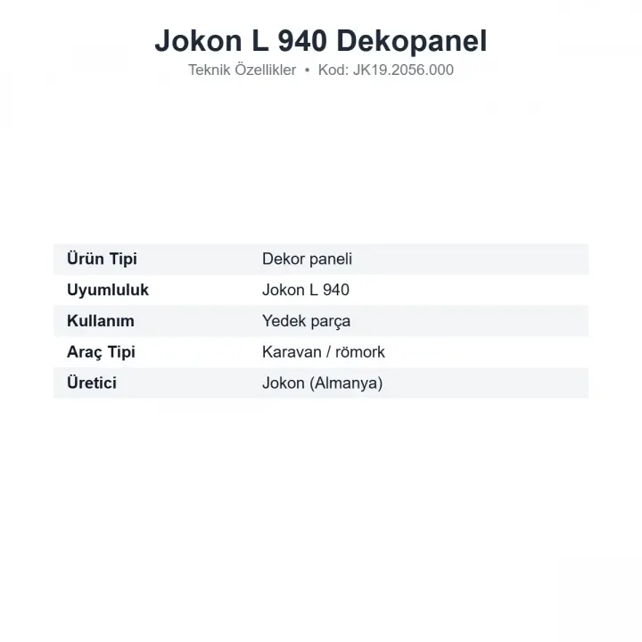 Jokon L 940 Dekopanel Karavan Arka Lamba Dekor Paneli (JK19.2056.000)