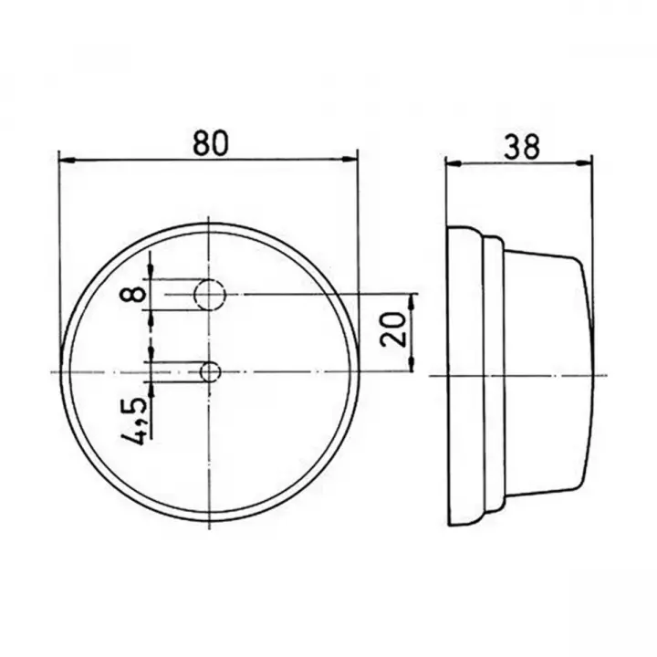 Jokon PL 272 Karavan Ön İşaret Işığı Beyaz Ø80 mm 12V Gabari Lambası (JK13.5008.000)