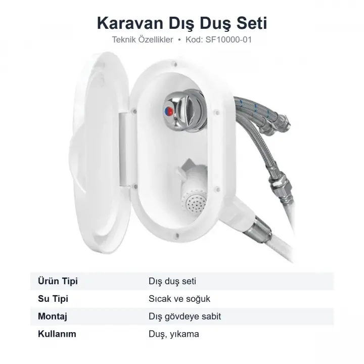 Karavan Dış Duş Seti Sıcak-Soğuk Su Çıkışlı (SF10000-01)