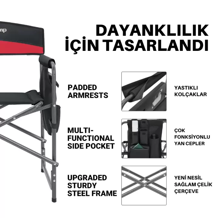 KingCamp Ash Comfort Katlanır Kamp Sandalyesi Red