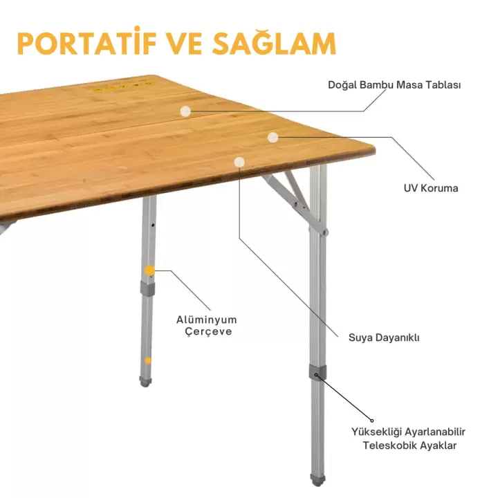 KingCamp Bamboo S 65x50 Bambu Kamp Masası