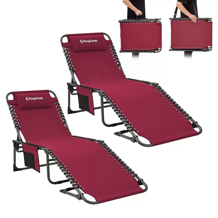 KingCamp Berlin Classic Comfort 2li Set 5 Kademeli Katlanır Şezlong Wine