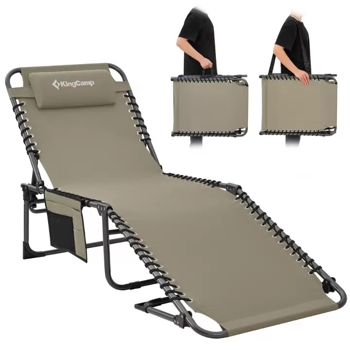 KingCamp Berlin Classic Comfort Lounge 5 Kademeli Katlanır Şezlong Beige