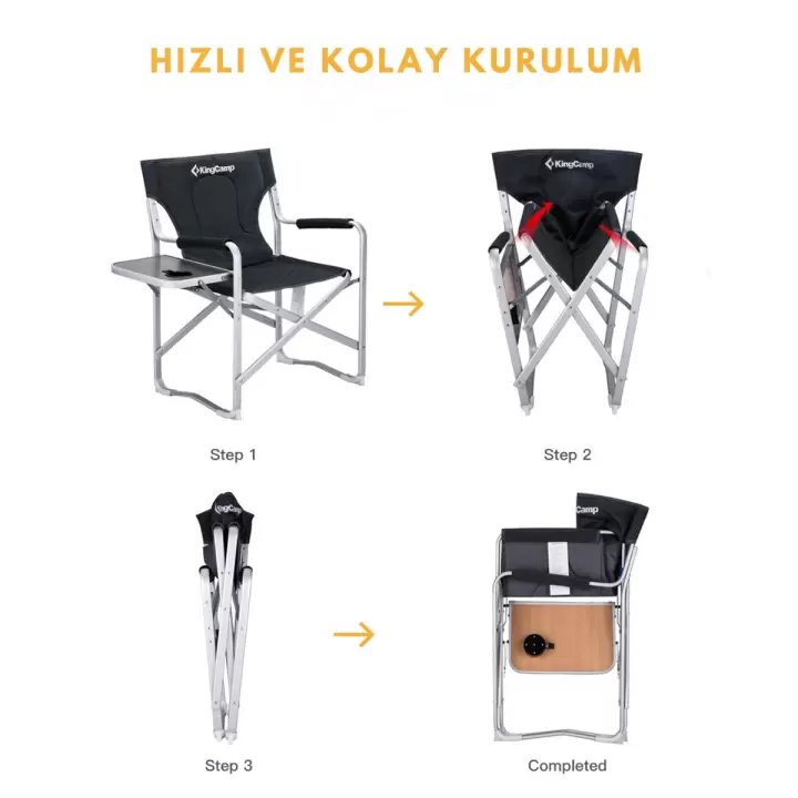 KingCamp Deluxe Director Chair Katlanır Ultralux Kamp Sandalyesi