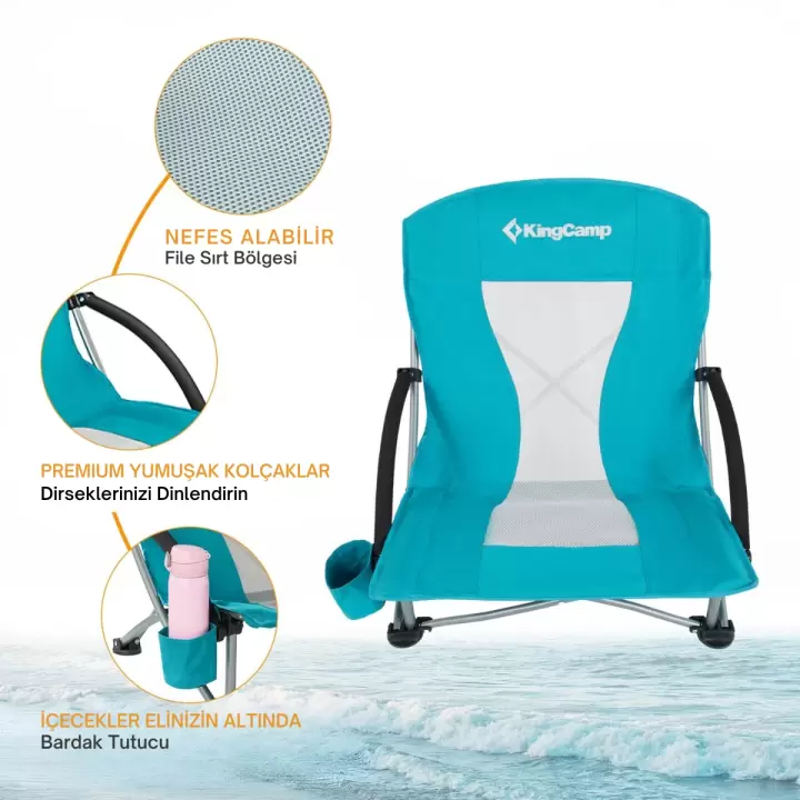 KingCamp Lilac Beach Chair Plaj ve Dinlenme Sandalyesi Cyan