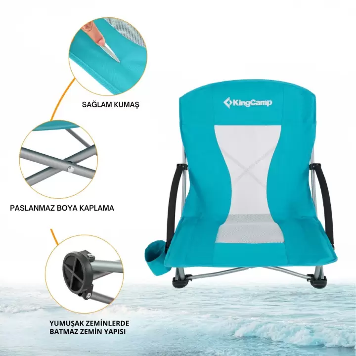 KingCamp Lilac Beach Chair Plaj ve Dinlenme Sandalyesi Cyan