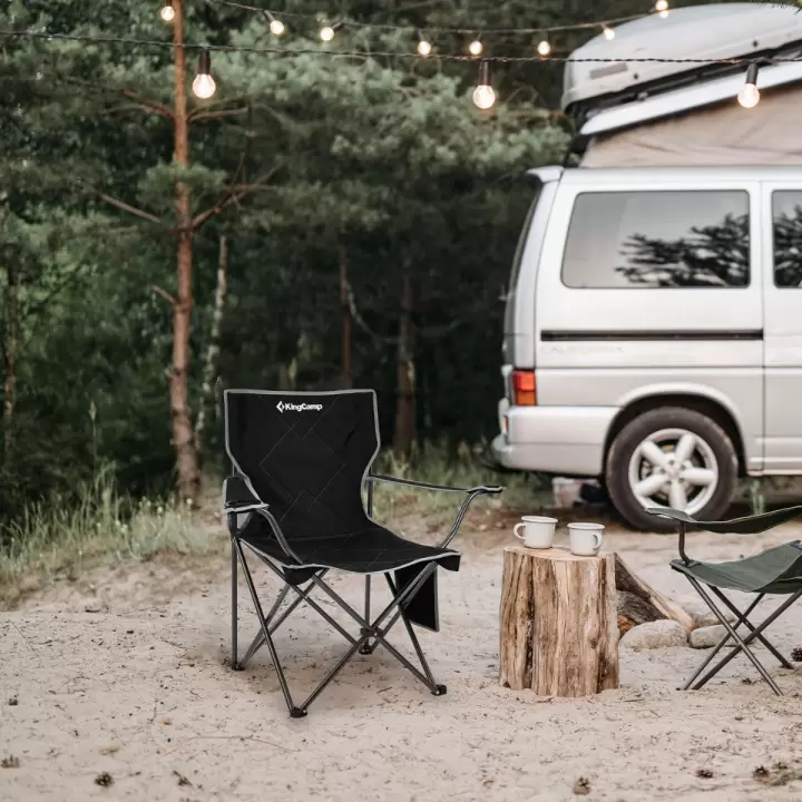 KingCamp Lotus Comfort Konforlu & Takviyeli Kamp Sandalyesi Black