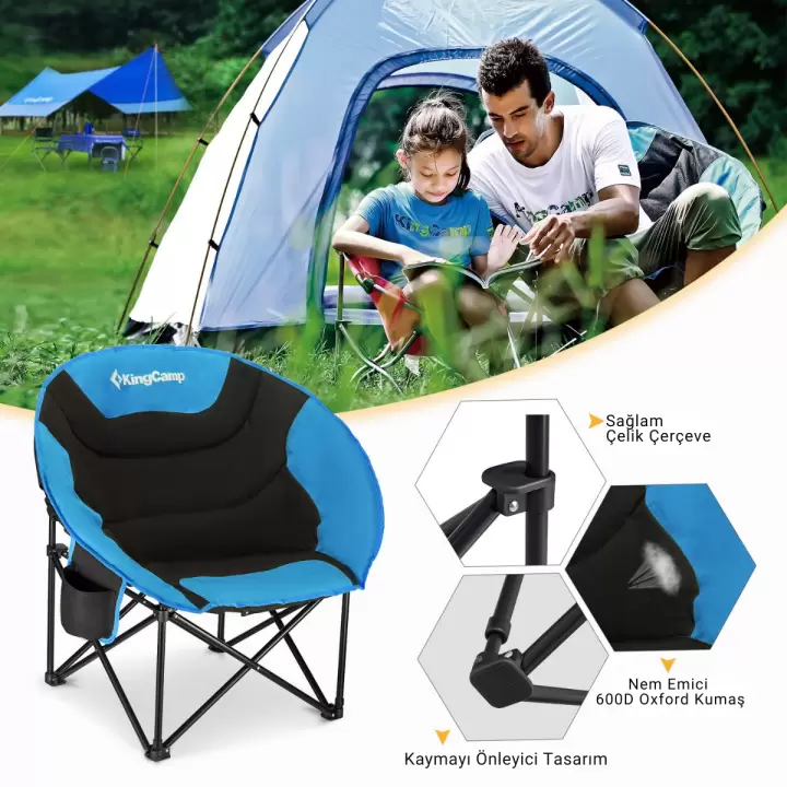 KingCamp Moon Ultra Konforlu Kamp Sandalyesi B.Blue