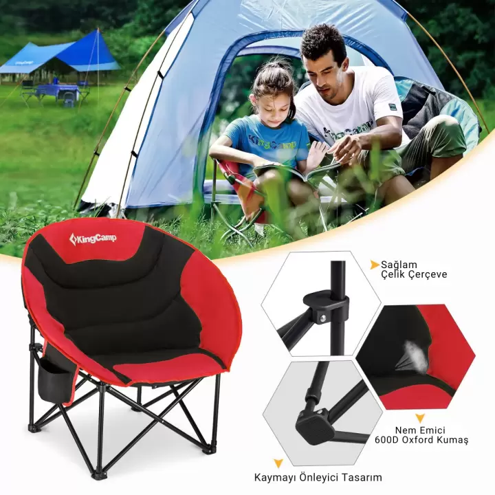 KingCamp Moon Ultra Konforlu Kamp Sandalyesi B.Red