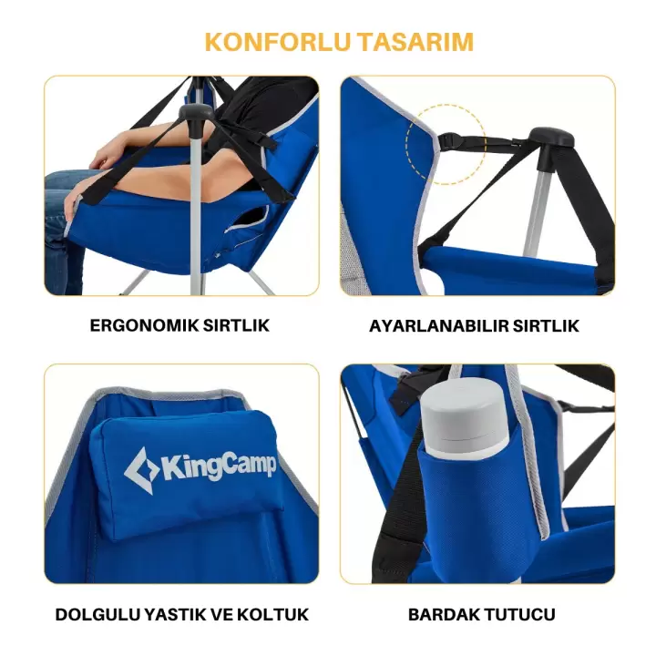 KingCamp Orchid Salıncaklı Katlanır Kamp Sandalyesi Blue/Grey