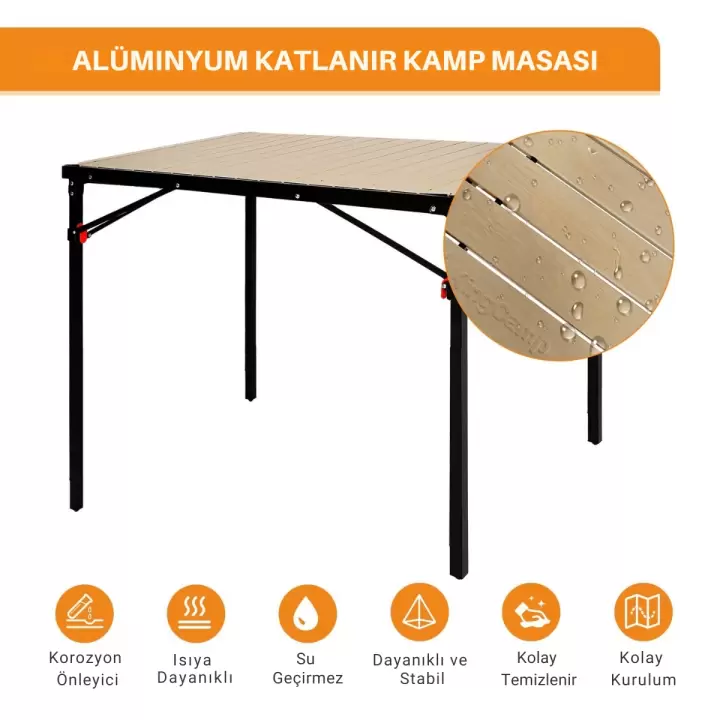 KingCamp Slate XL Alüminyum Katlanır Kamp Masası Wood