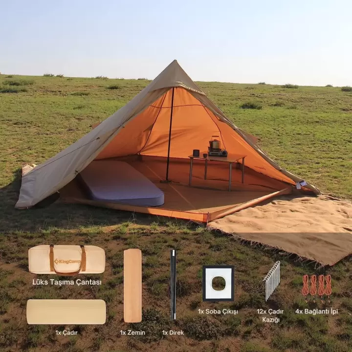 KingCamp Turıno Canvas Teepee 4 Mevsim Çadır