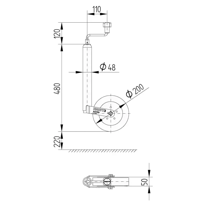 Knott 48mm 150Kg Karavan/Römork Pilot Tekeri