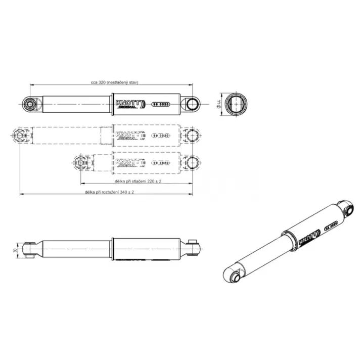 KNOTT AKS 340 mm-120 mm Karavan & Römork Amortisörü