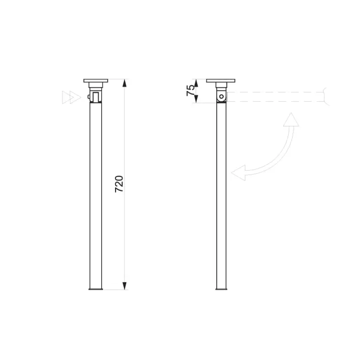 Lippert Astro VS3 40x32x720mm Dipten Kırmalı Teleskopik Masa Ayağı