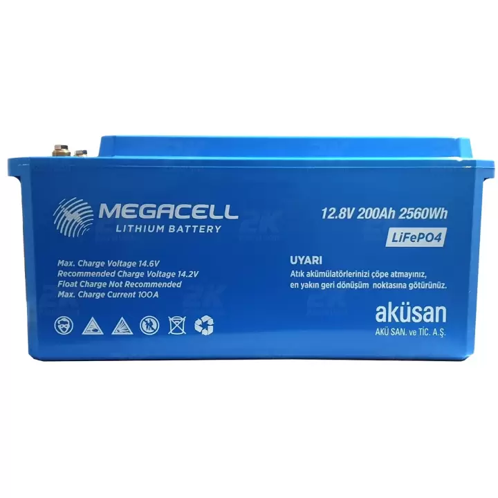 MEGACELL 12.8V 200Ah Bluetooth LiFePO4 ABS Lityum Akü