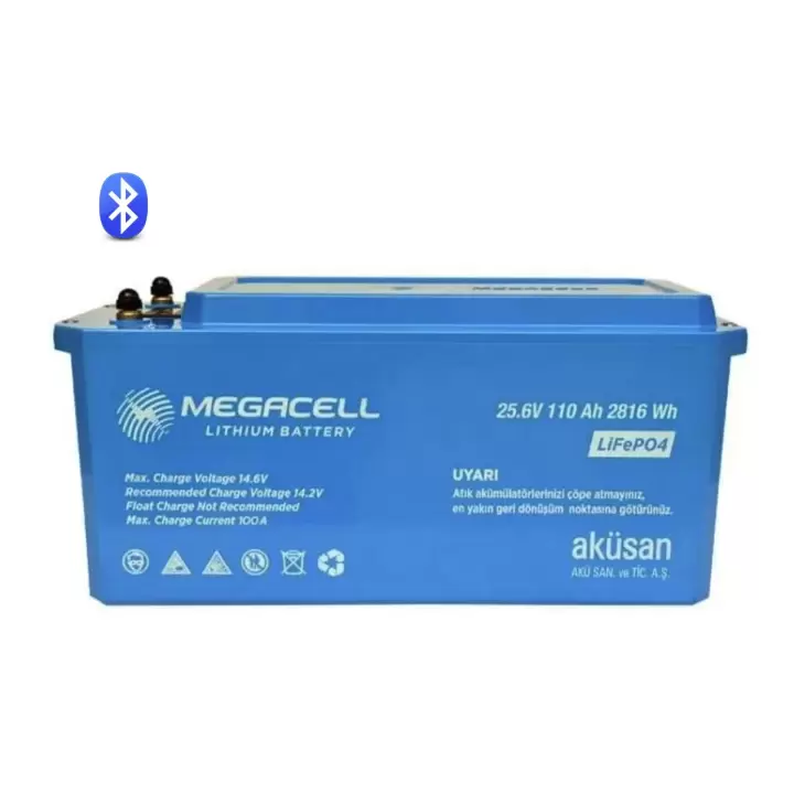 MEGACELL 25.6V 110Ah Bluetooth LiFePO4 ABS Lityum Akü