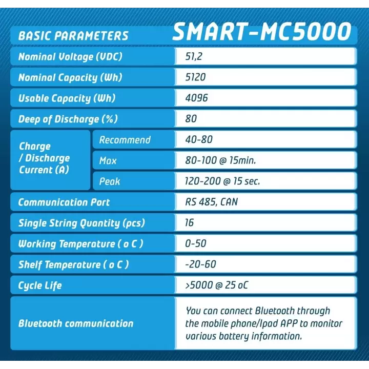 Megacell 51,2V 100Ah LiFePO4 Lityum Demir Fosfat Akü(SMARTHaberleşmeli)