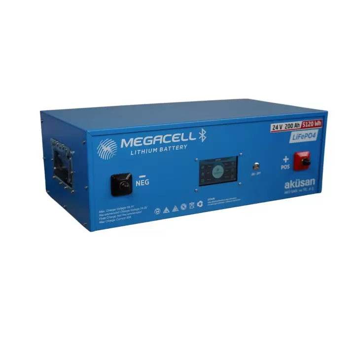 MEGACELL LiFePO4 25.6V 200Ah Bluetooth Dokunmatik Ekran Lityum Demir Fosfat Akü