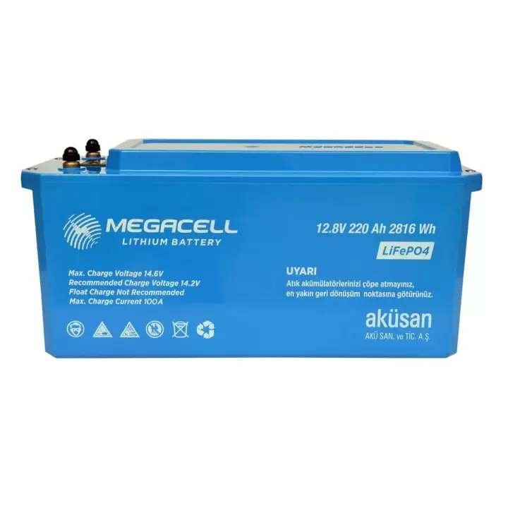 MEGACELL-LiFePO4 ABS 12,8V 220Ah Lityum Demir Fosfat Akü