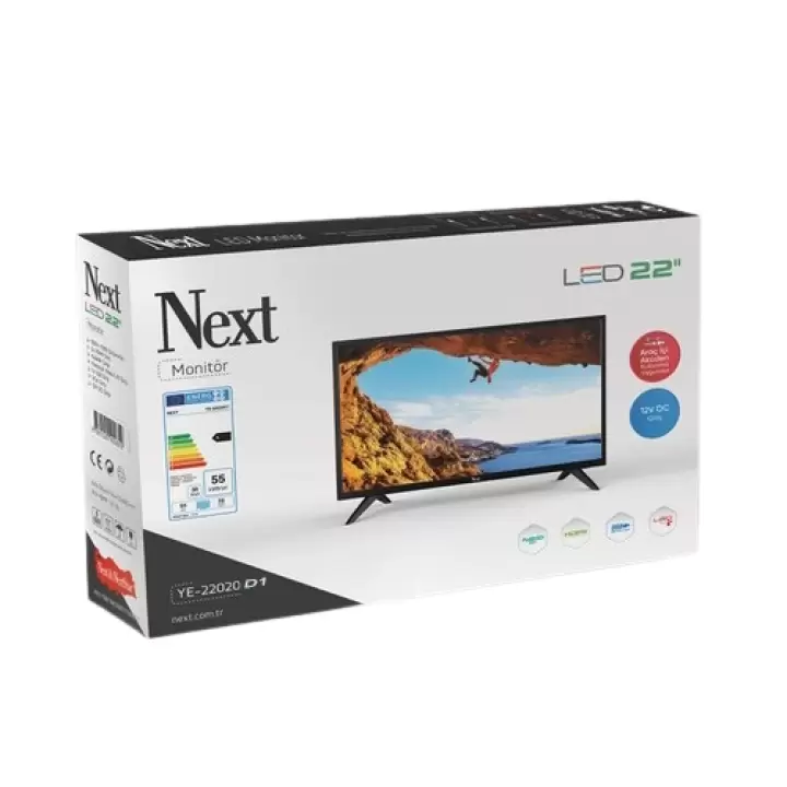 Next YE-22020D1 12 Volt / 220V 55 Ekran Full HD LED Monitör TV