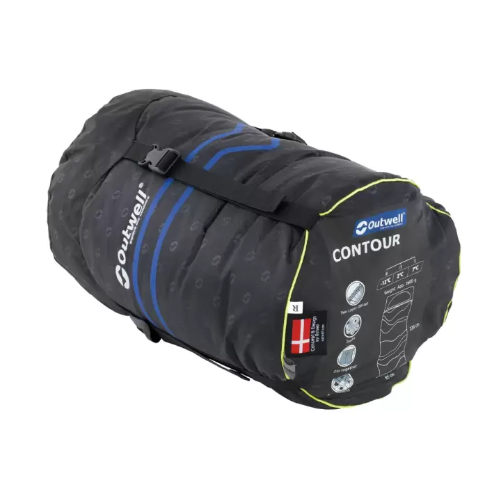 Outwell Contour Yazlık ve Kışlık Taraflı -13 °C Uyku Tulumu Black Sağ F.