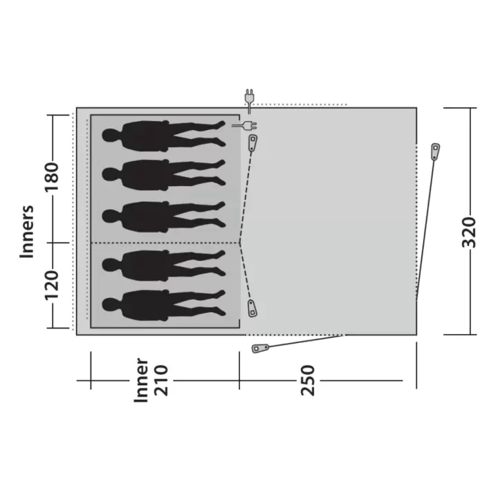 Outwell Odessa 5 15M² Blackroom 2+1 Odalı 5 Kişilik Yüksek Aile Çadırı