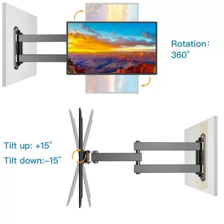 Perlesmıth 10"-30" Çift kollu 5-36cm Uzayabilen Karavan Tv Askı Aparatı