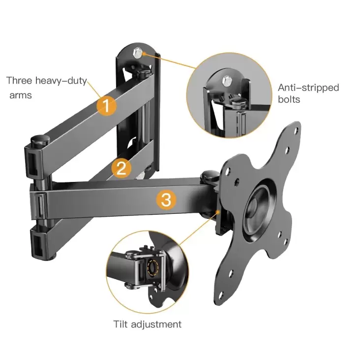 Perlesmıth 10"-30" Çift kollu 5-36cm Uzayabilen Karavan Tv Askı Aparatı