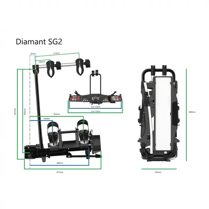 Pro-User Diamant SG2 Katlanabilir Çeki Demiri 2li Bisiklet Taşıyıcı