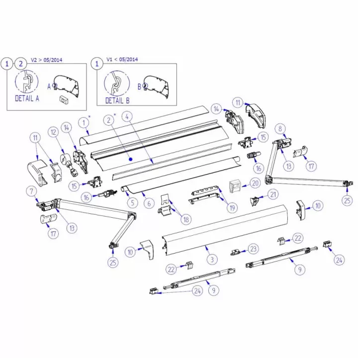 Thule Omnistor 6200 Kasetli Tente Sağ, Sol Plastik Uç Kapak Seti