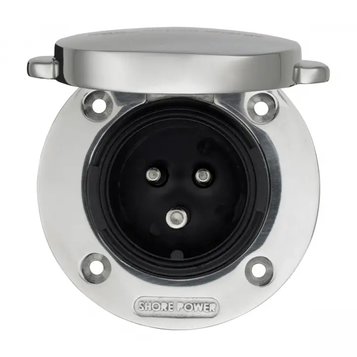 Victron Power Inlet 16A 250V CEE 2P+E Paslanmaz Çelik Kapaklı IP56 Dış Elektrik Giriş Soketi