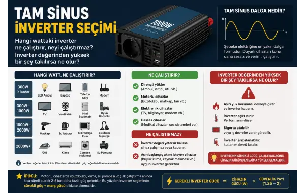 Karavan İçin Kaç Watt İnverter Gerekir? Hangi Watt Neyi Çalıştırır?