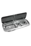 Dometic MO 2370L Cam Kapaklı 2 Gözlü Ocak + Evye Kombinasyonu